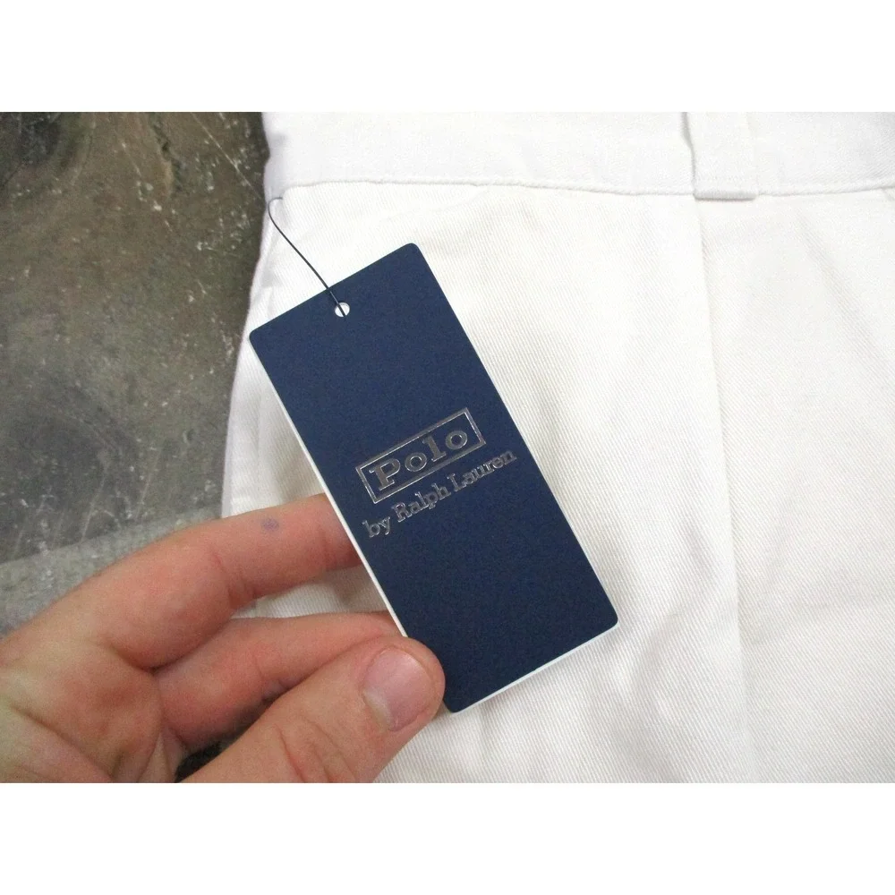 Polo Ralph Lauren Shorts Men 40 White Relaxed Fit Cotton Belted Pleated New $168